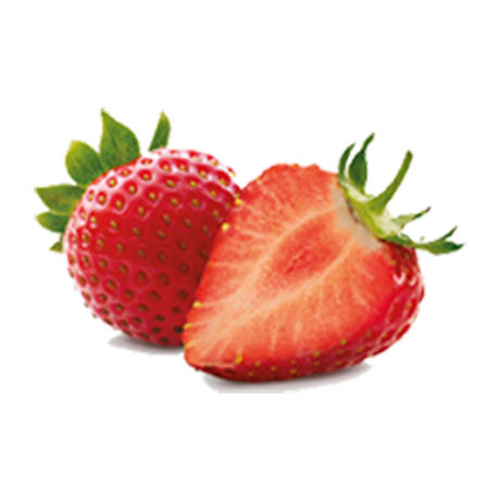 A whole and a half strawberries
